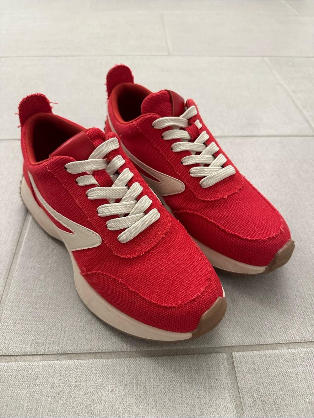 Size 8 Women’s DV by Dolce Vita Red Canvas Sneakers with Cream Accents